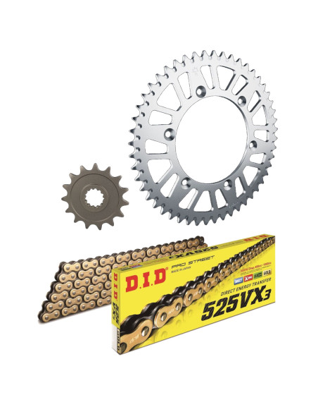 Kit chaine 525 acier DID - SUZUKI 650 GSF N-S Bandit-650 GSX F
