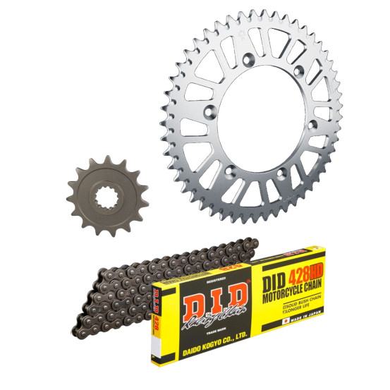 Kit chaine 428 acier DID standard - 125 DTR E 1988-2007