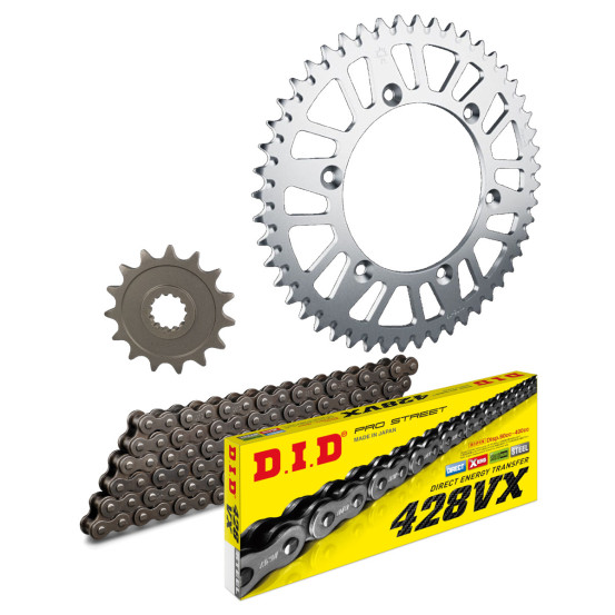 Kit chaine 428 acier DID standard - 125 TSR 1990-1994