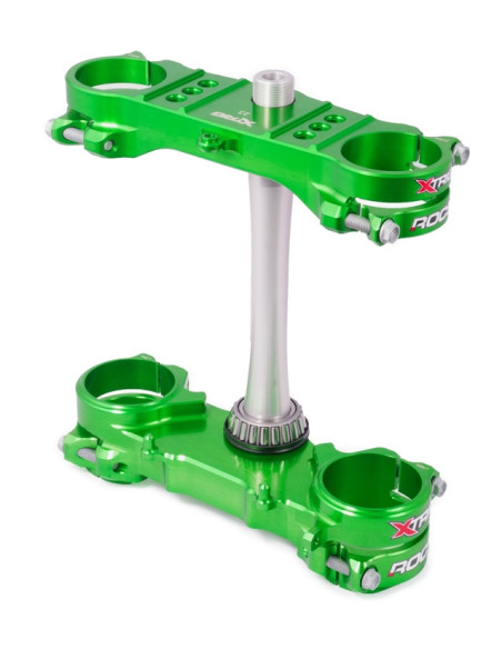Té de fourche vert ROCS XTRIG Kawasaki 450 KXF 2019-2026 / 250 KXF 2021-2026 OFFSET 23