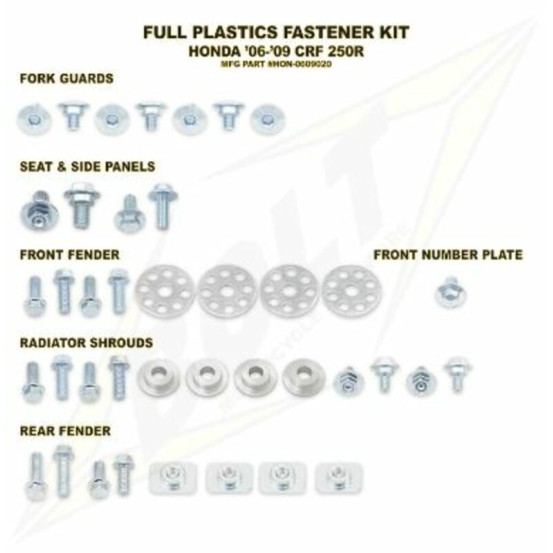 Kit vis plastiques BOLT Honda 125/250 CR 2000-2007 450 CRF 2000-2004