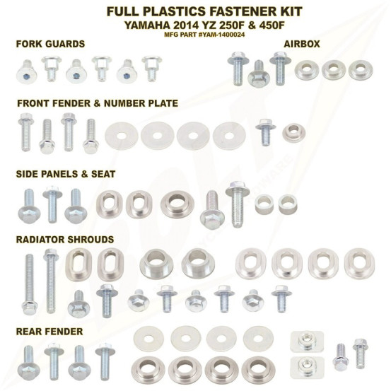 Kit vis plastiques BOLT Yamaha 250/450 YZF 2014-2016