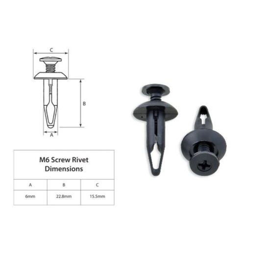 Kit rivet plastique M6 BOLT (Par 10)