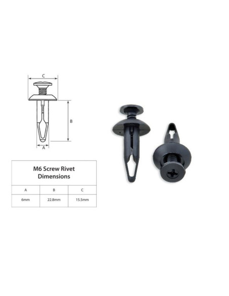 Kit rivet plastique M6 BOLT (Par 10)