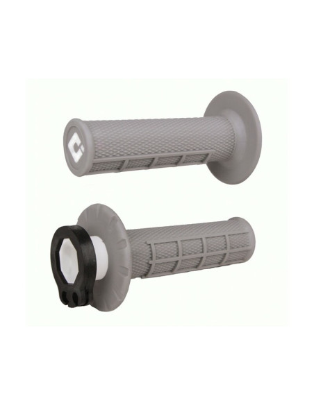 Poignées moto ODI MX V2 Lock-on Half Waffle 2T/4T - Gris Soft