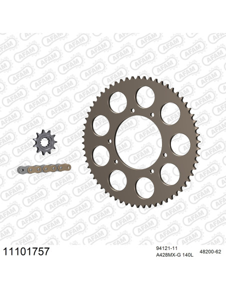 Kit chaine 428 AFAM - Couronne alu anti-boue - Type de chaine au choix - HM CRE 50 BAJA RR 2007-2016