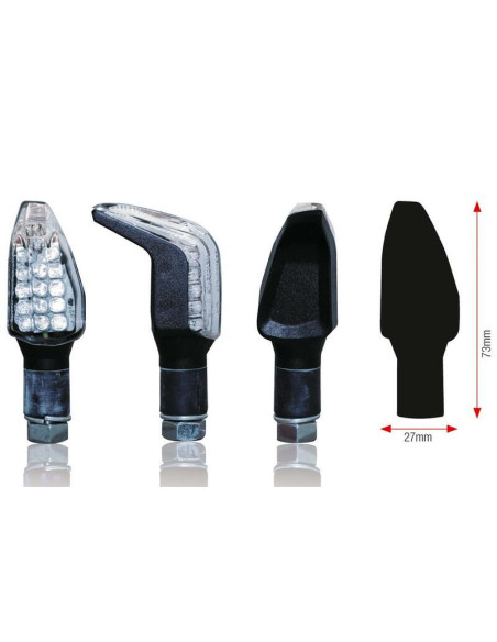 Clignotants universels BOOMERANG LEDS noirs (la paire)