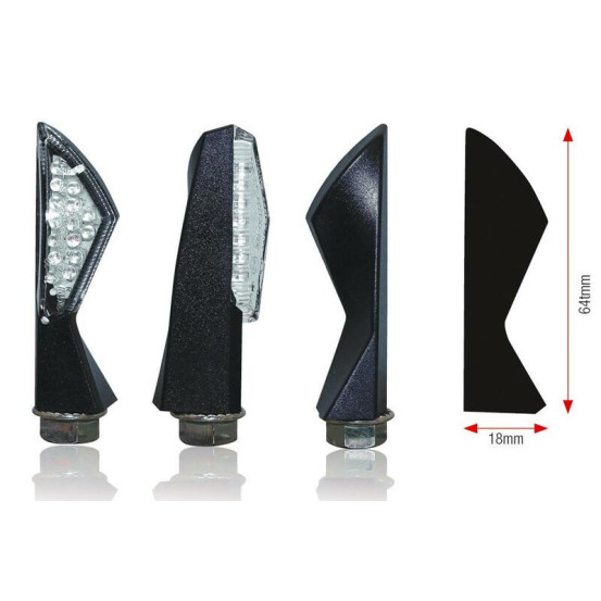 Clignotants universels ASYM LEDS noirs (la paire)