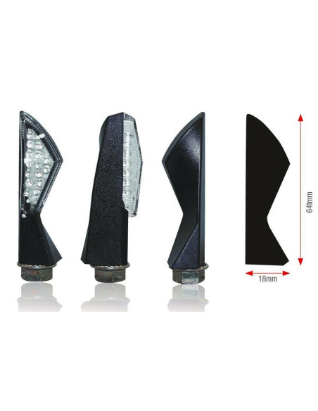 Clignotants universels ASYM LEDS noirs (la paire)
