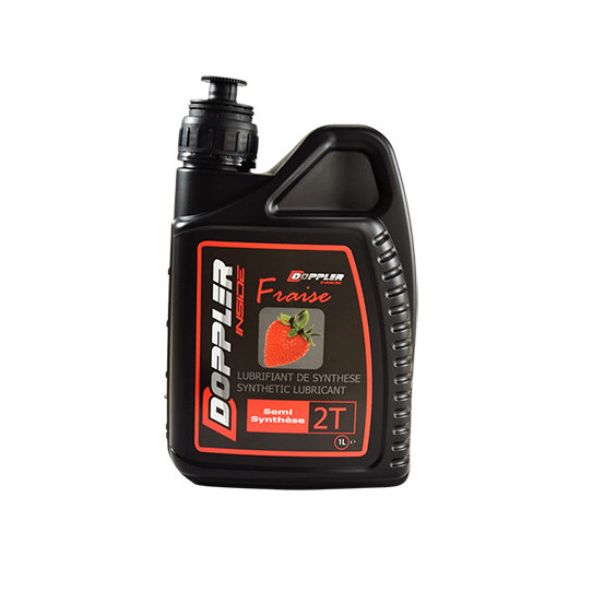 Huile moteur synthétique 2T DOPPLER RACING 1 litre (senteur fraise)