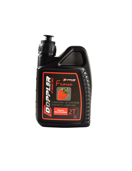 Huile moteur synthétique 2T DOPPLER RACING 1 litre (senteur fraise)