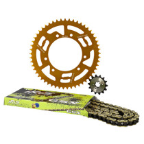Kit chaine aluminium 14x53 DOPPLER Derbi Senda / Gilera SMT / RCR / Aprilia RX / SX Or