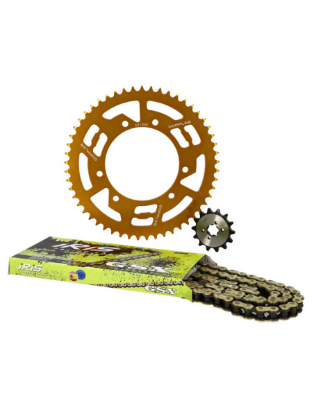 Kit chaine aluminium 14x53 DOPPLER Derbi Senda / Gilera SMT / RCR / Aprilia RX / SX Or
