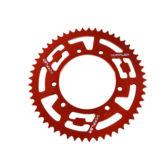 Couronne aluminium 420 53 dents DOPPLER Derbi Senda Peugeot XP6 Rieju MRT RS3 Rouge