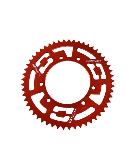 Couronne aluminium 420 53 dents DOPPLER Derbi Senda Peugeot XP6 Rieju MRT RS3 Rouge