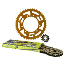 Kit chaine aluminium 13x53 DOPPLER Rieju MRT / Peugeot XP6 / XP7 Cross / MBK X-Limit / RS3 Or
