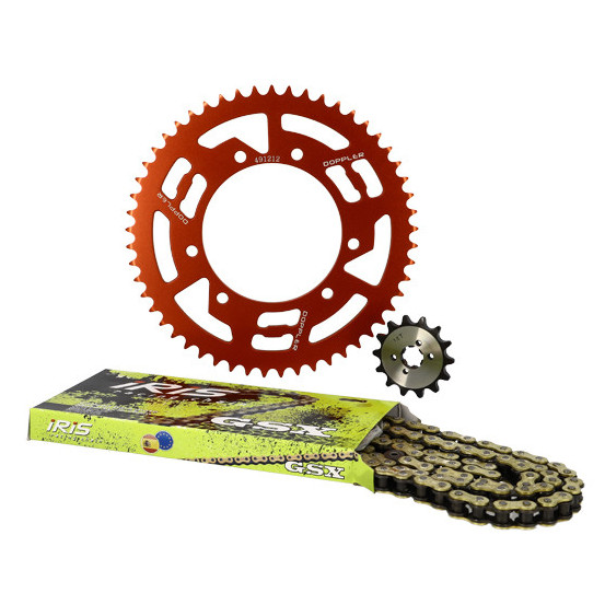 Kit chaine aluminium 14x53 DOPPLER Derbi Senda / Gilera SMT / RCR / Aprilia RX / SX Rouge