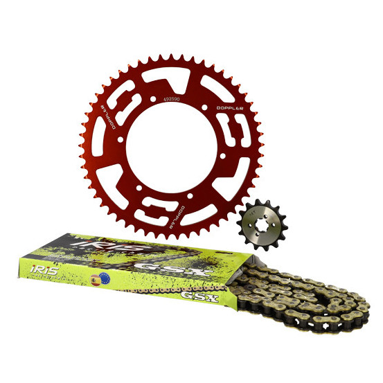 Kit chaine aluminium 14x53 DOPPLER Derbi Senda / DRD / Evo / GPR Nude / Racing / RS4 / Gilera SMT Rouge