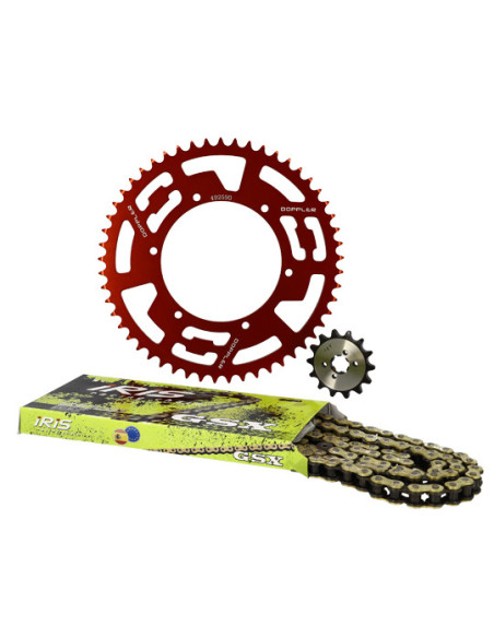 Kit chaine aluminium 14x53 DOPPLER Derbi Senda / DRD / Evo / GPR Nude / Racing / RS4 / Gilera SMT Rouge