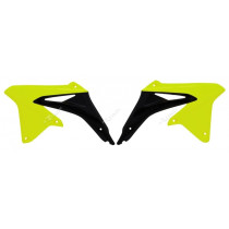 Ouïes de radiateur - Noir Jaune Fluo - RACETECH Suzuki 450 RMZ 2008-2017
