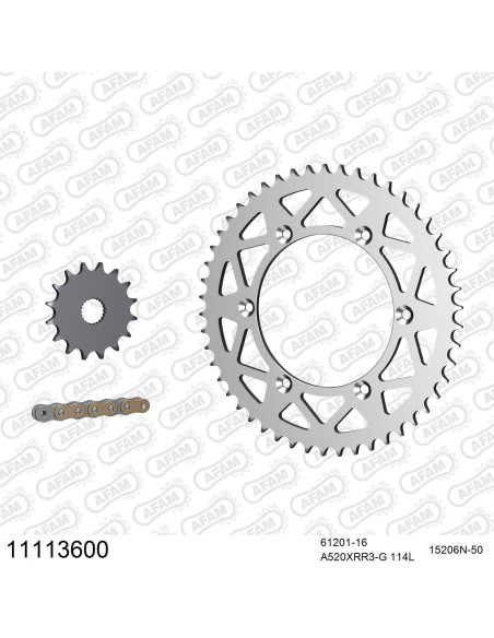 Kit chaine 520 AFAM - Couronne alu anti-boue - Type de chaine au choix - HM CRE 125 RR 2T 2011-2016