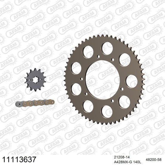 Kit chaine 428 AFAM - Couronne alu anti-boue - Type de chaine au choix - HM CRM 125 F RR 4T 2011-2016
