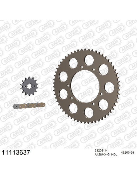 Kit chaine 428 AFAM - Couronne alu anti-boue - Type de chaine au choix - HM CRM 125 F RR 4T 2011-2016
