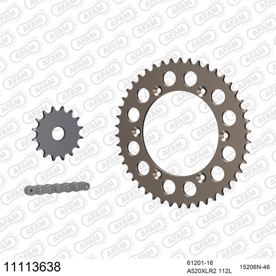 Kit chaine 520 AFAM - Couronne alu anti-boue - Type de chaine au choix - HM CRM 125 RR 2T 2011-2016