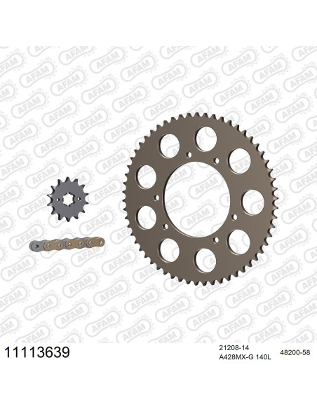 Kit chaine 428 AFAM - Couronne alu anti-boue - Type de chaine au choix - HM CRM 125 F 4T 2011-2016
