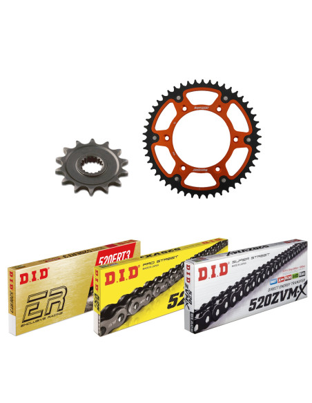 Kit chaine 520 Stealth DID-SUPERSPROX - KTM SX - EXC - SXF - EXCF - Type de chaine au choix