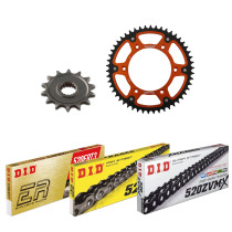 Kit chaine 520 Stealth DID-SUPERSPROX - KTM 125 SX 1993-2019 - 125 EXC 1998-18 - Type de chaine au choix