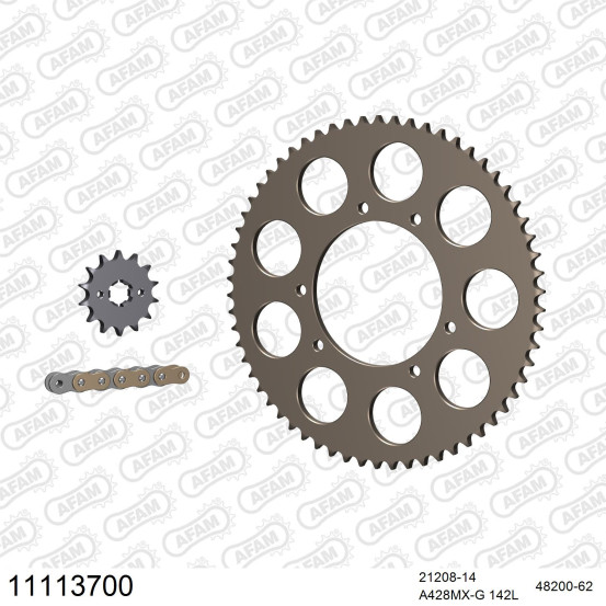 Kit chaine 428 AFAM - Couronne alu anti-boue - Type de chaine au choix - HM CRE 125 F 4T 2011-2016