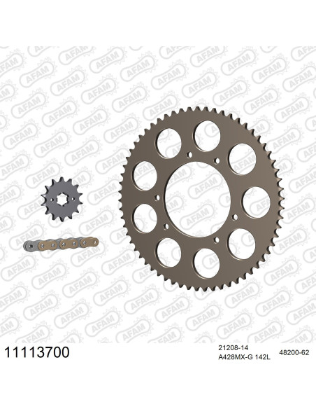 Kit chaine 428 AFAM - Couronne alu anti-boue - Type de chaine au choix - HM CRE 125 F 4T 2011-2016