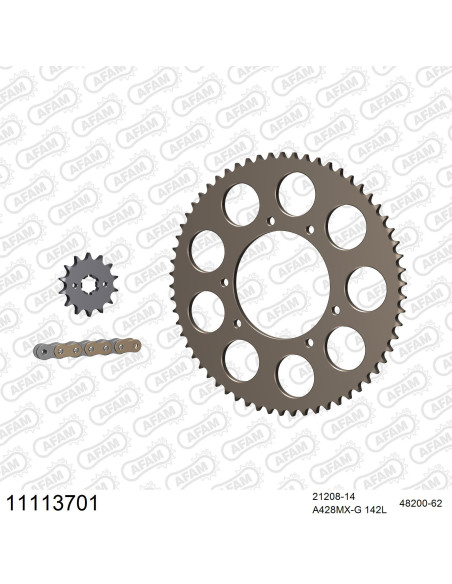 Kit chaine 428 AFAM - Couronne alu anti-boue - Type de chaine au choix - HM CRE 125 F RR 4T 2011-2016