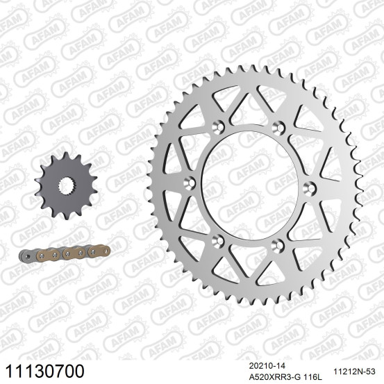Kit chaine 520 AFAM - Couronne alu anti-boue - Type de chaine au choix - HM CRE 300 F X 2008-2016