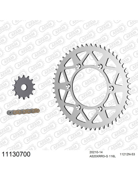 Kit chaine 520 AFAM - Couronne alu anti-boue - Type de chaine au choix - HM CRE 300 F X 2008-2016