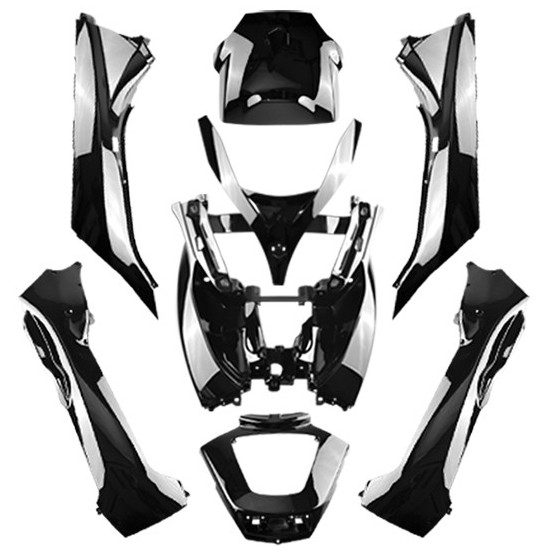 Kit carénages maxiscooter Piaggio 125 / 300 / 400 / 500 MP3 2008-2014 Noir brillant