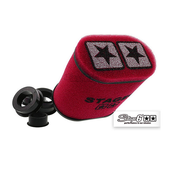 Filtre à air STAGE6 Racing double mousse ovale Rouge (Diam. 28-35-42-45-49-55mm)