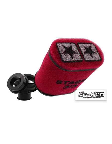 Filtre à air STAGE6 Racing double mousse ovale Rouge (Diam. 28-35-42-45-49-55mm)