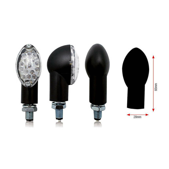 Clignotants universels OVAL LEDS noirs (la paire)