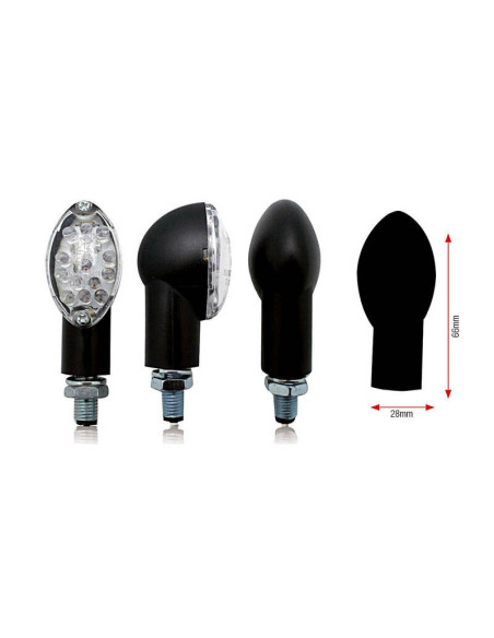 Clignotants universels OVAL LEDS noirs (la paire)