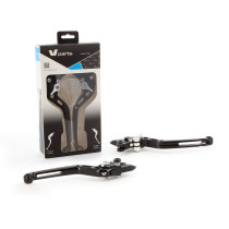 Paire de leviers standards taillés masse V-PARTS avec adaptateurs SUZUKI - 175mm - noirs visserie alu