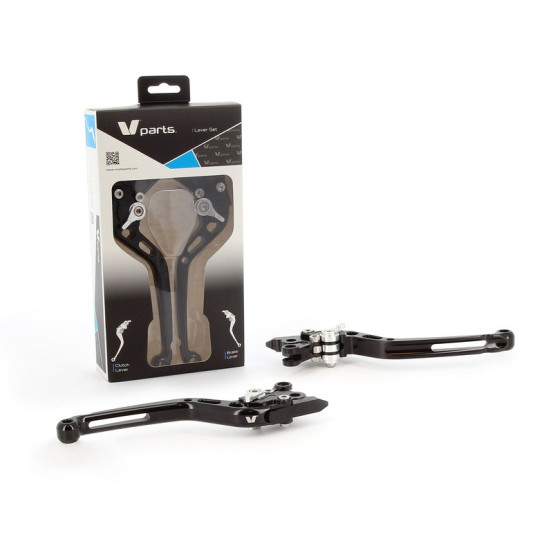 Paire de leviers standards taillés masse V-PARTS avec adaptateurs SUZUKI - 175mm - noirs visserie alu