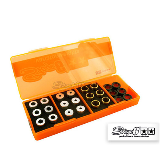 Boîte de galets de variateur STAGE6 15x12 (4 jeux de 6 pièces - 4g à 5,5g)