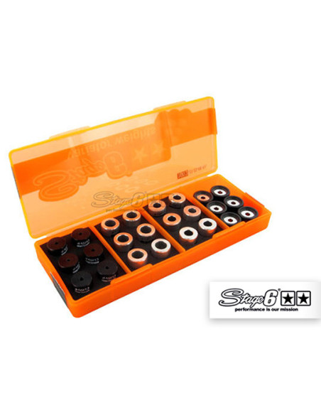 Boîte de galets de variateur STAGE6 16x13 (4 jeux de 6 pièces - 6,5g à 9,5g)