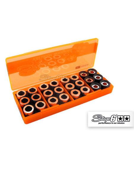 Boîte de galets de variateur STAGE6 19x15.5 (4 jeux de 6 pièces - 2,5g à 4g)
