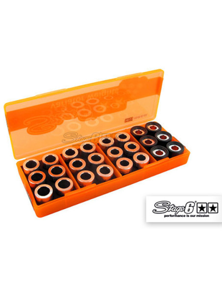 Boîte de galets de variateur STAGE6 19x15.5 (4 jeux de 6 pièces - 4g à 5,5g)