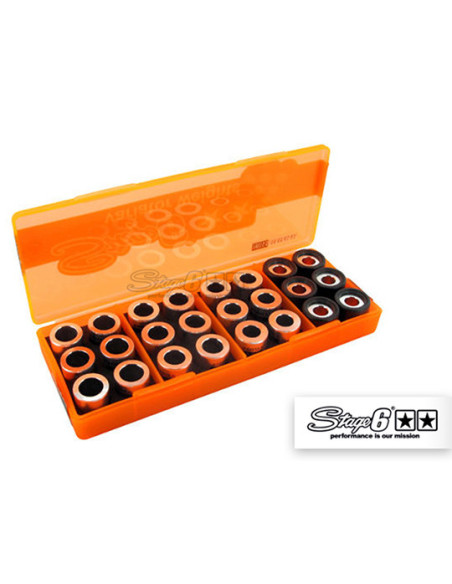 Boîte de galets de variateur STAGE6 19x15.5 (4 jeux de 6 pièces - 5,5g à 7g)