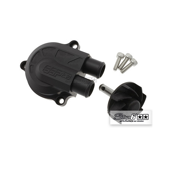Couvercle pompe à eau scooter STAGE6 Nitro / Aerox Racing Noir Mat
