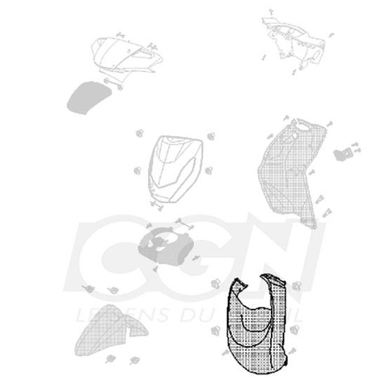 Carénage tablier avant inférieur scooter origine Peugeot Kisbee 2T / 4T Black Currant